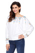 Sexy White Printed Batwing Sleeve Skew Neck Blouse